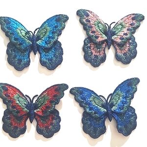 Colorful Embroidered Butterfly Sew On Patches - Set 4 NWOT